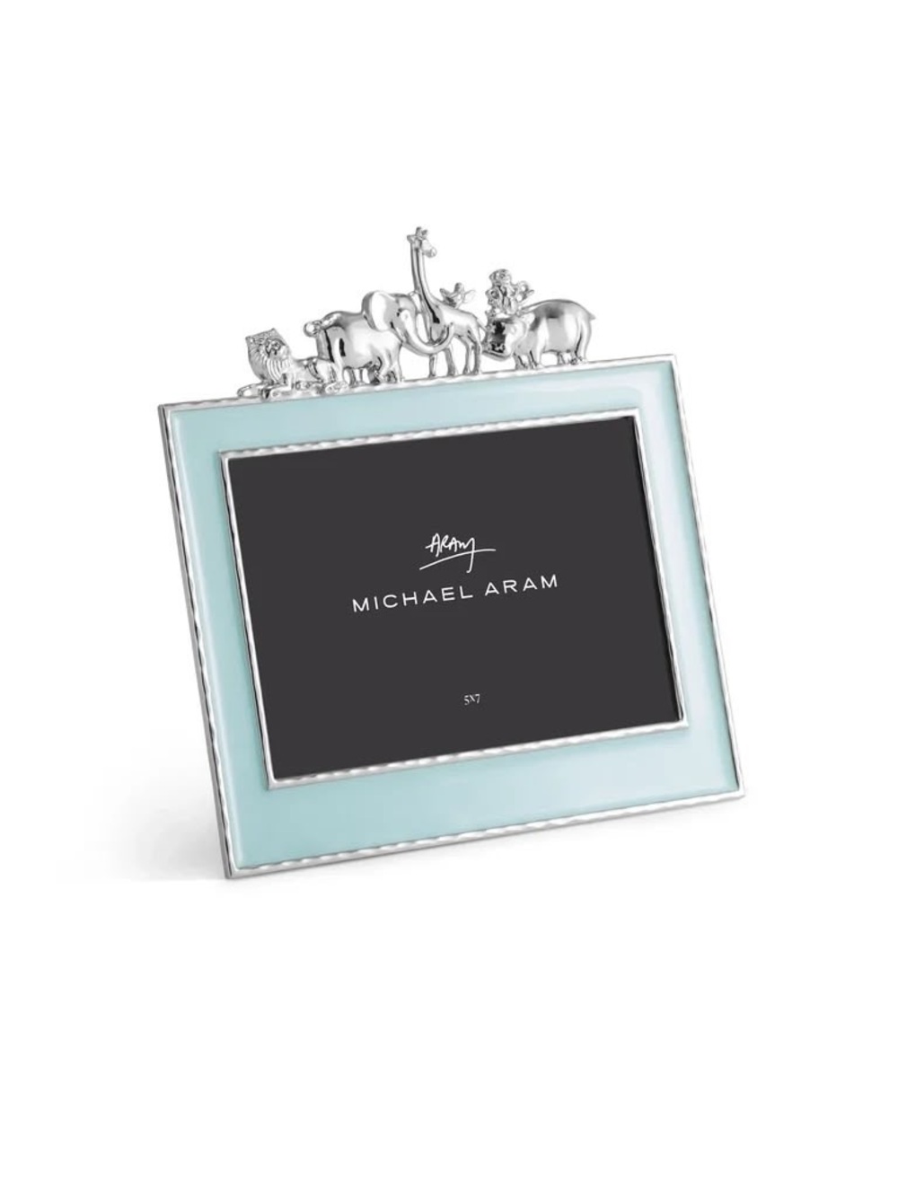 Michael Aram Light Blue Enamel Frame with Silver Animal Accents